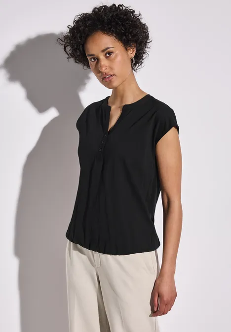 Jersey Shirt im Tunika-Look Black