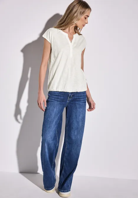 Jersey Shirt im Tunika-Look off white