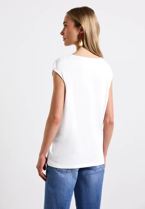 Shirt mit U-Boot-Ausschnitt White