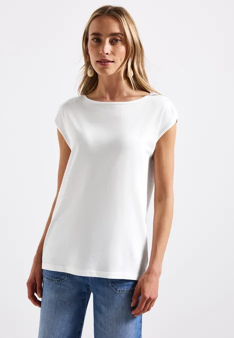 Shirt mit U-Boot-Ausschnitt White
