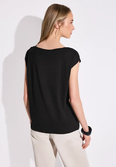 Shirt met boothals Black
