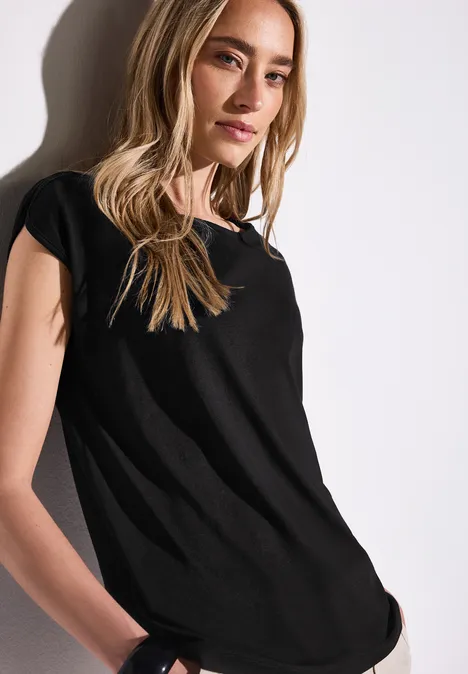 Shirt met boothals Black