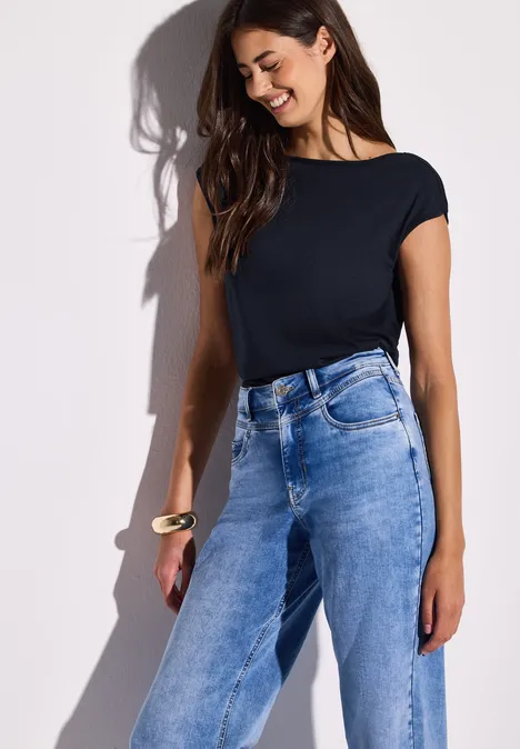 Shirt mit U-Boot-Ausschnitt deep blue