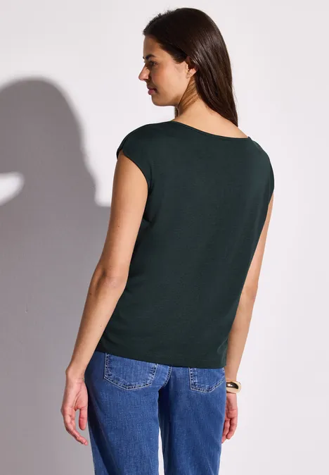 Shirt mit U-Boot-Ausschnitt hunter green