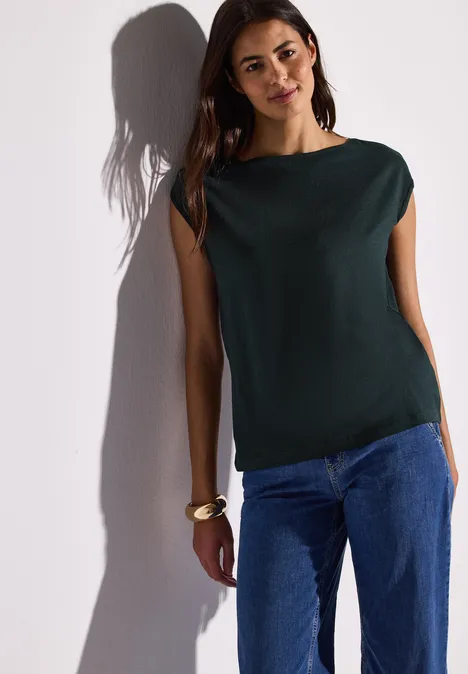 Shirt mit U-Boot-Ausschnitt hunter green