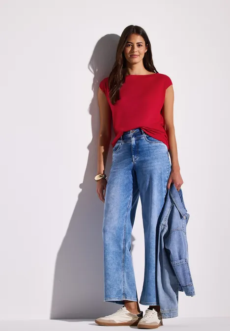 Shirt mit U-Boot-Ausschnitt glory red