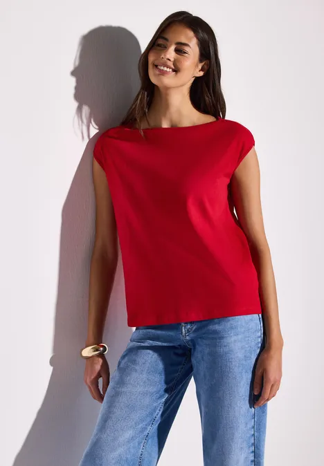 Shirt mit U-Boot-Ausschnitt glory red
