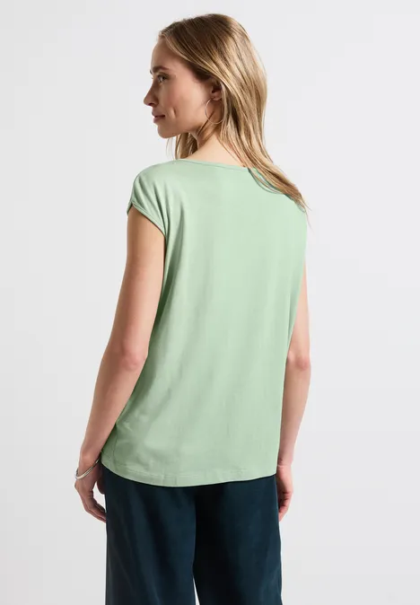 Shirt mit U-Boot-Ausschnitt soft jade green