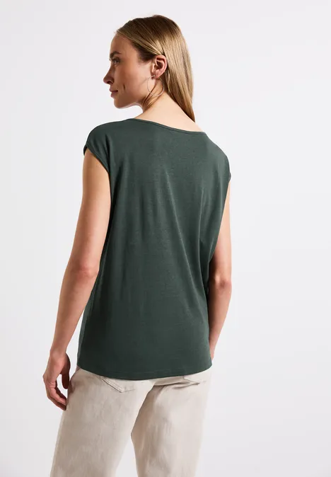 Shirt mit U-Boot-Ausschnitt mid green