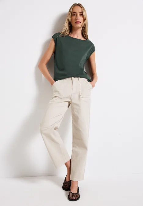 Shirt mit U-Boot-Ausschnitt mid green