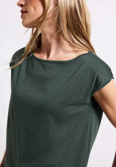 Shirt mit U-Boot-Ausschnitt mid green