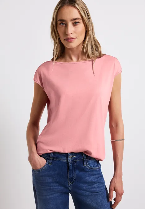 Shirt mit U-Boot-Ausschnitt blush peach