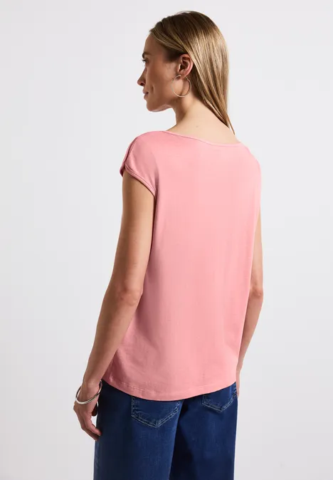 Shirt mit U-Boot-Ausschnitt blush peach