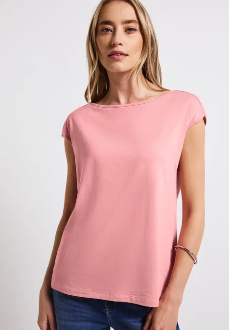 Shirt mit U-Boot-Ausschnitt blush peach