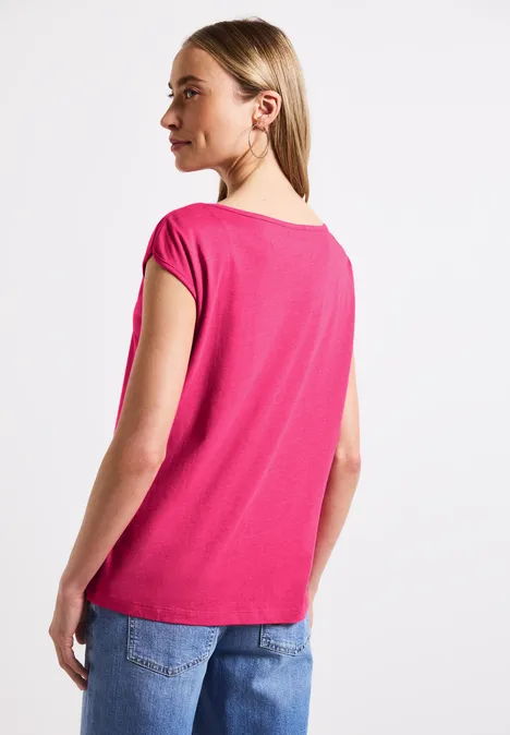 Shirt mit U-Boot-Ausschnitt blazing pink