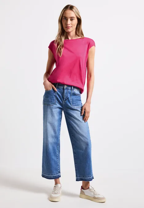 Shirt mit U-Boot-Ausschnitt blazing pink