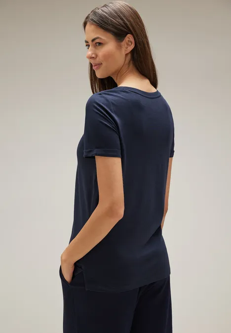 T-shirt met siersteentjes deep blue