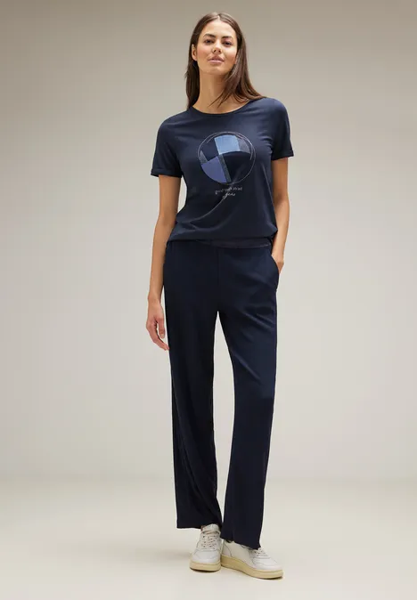 T-shirt met siersteentjes deep blue