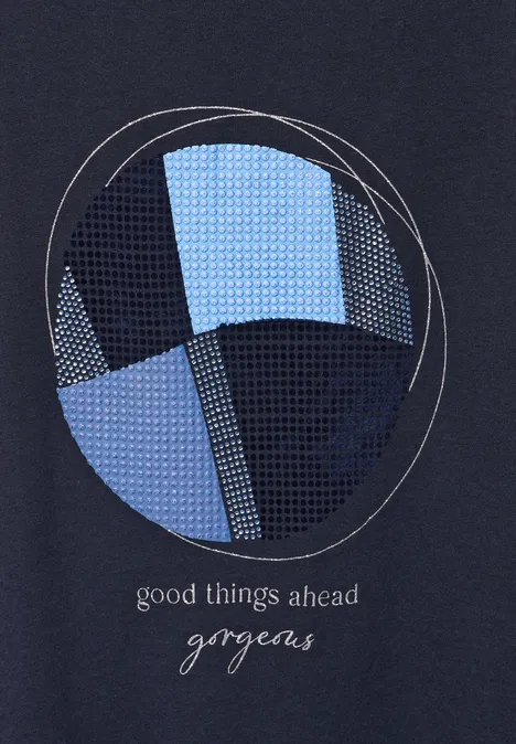 T-shirt met siersteentjes deep blue