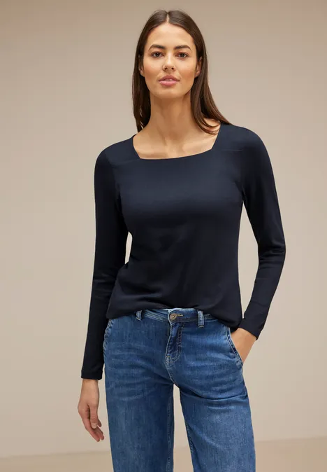 Shirt mit Carrée Ausschnitt deep blue