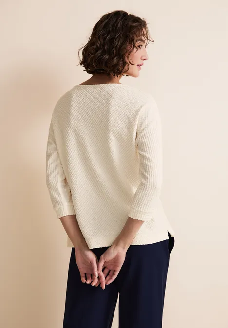 3/4 Strukturshirt lucid white