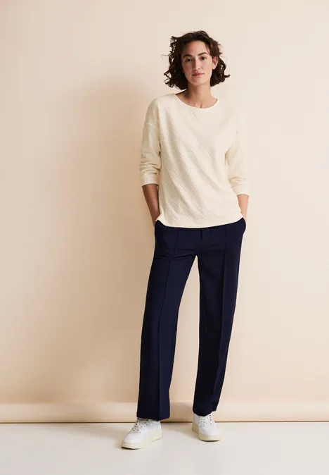 3/4 Strukturshirt lucid white