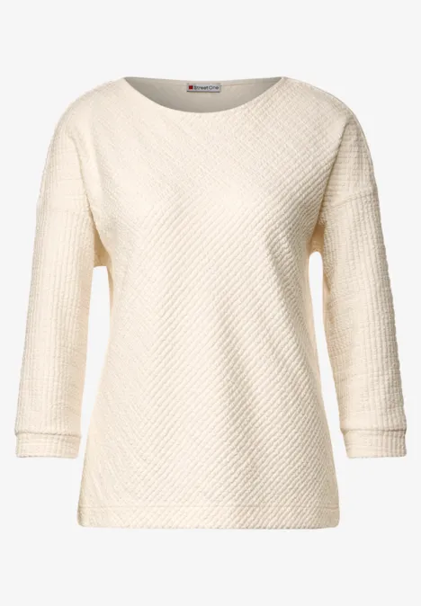 3/4 Strukturshirt lucid white