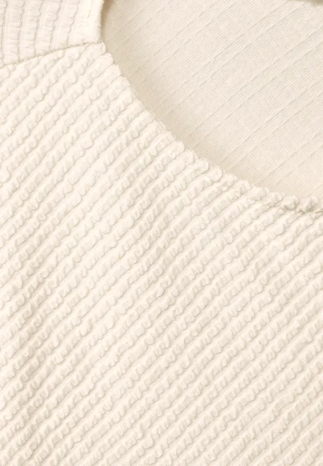 3/4 Strukturshirt lucid white