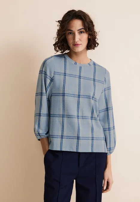 3/4 Karoshirt light spring blue melange