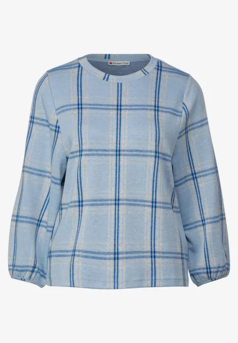 3/4 Karoshirt light spring blue melange