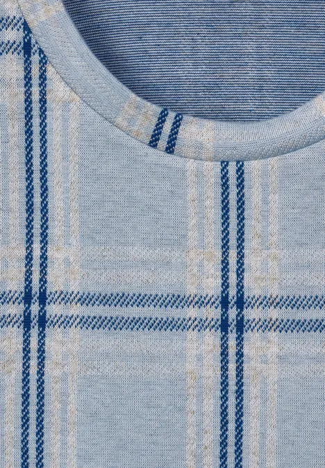3/4 Karoshirt light spring blue melange