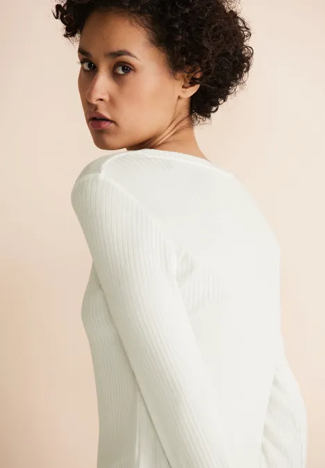 T-shirt en viscose côtelé off white