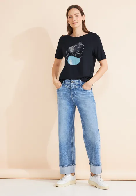 Folien Print T-Shirt deep blue