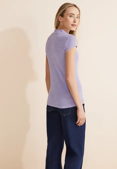 Shiny shirt met opstaande kraag shiny lilac