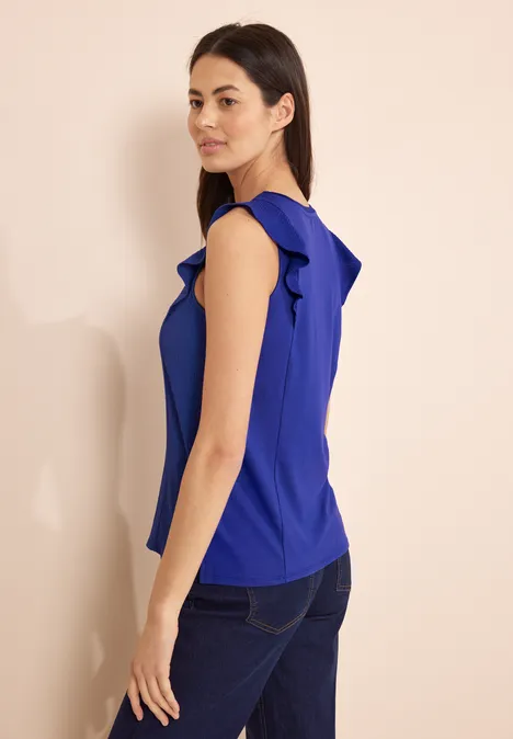 T-shirt met volants intense royal blue