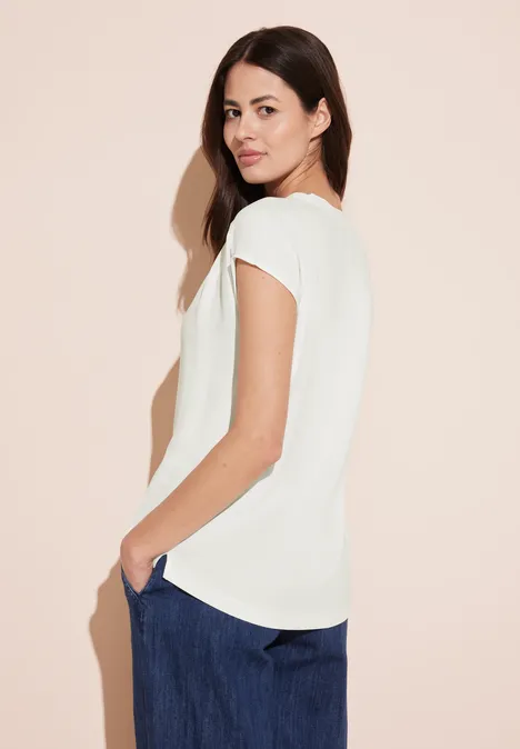 Materialmix T-Shirt off white