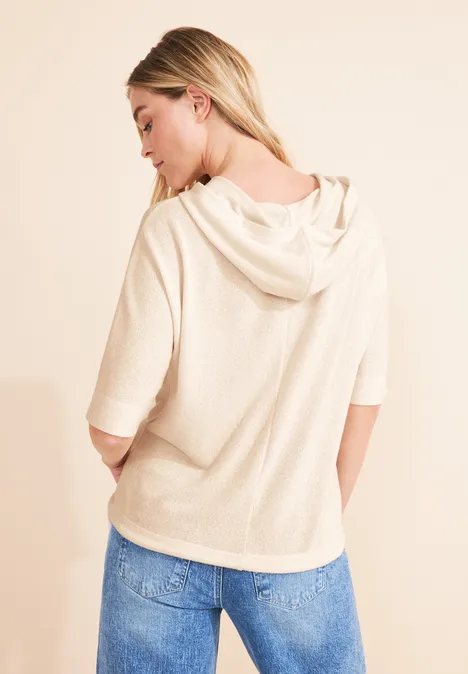 T-shirt à capuche en tricot lucid white