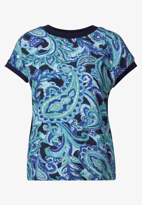 T-shirt dans un mélange de matières intense aqua