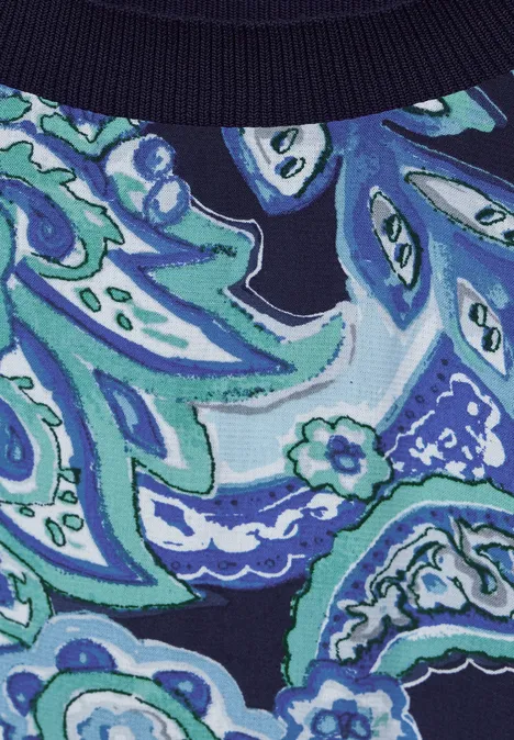 T-shirt dans un mélange de matières intense aqua