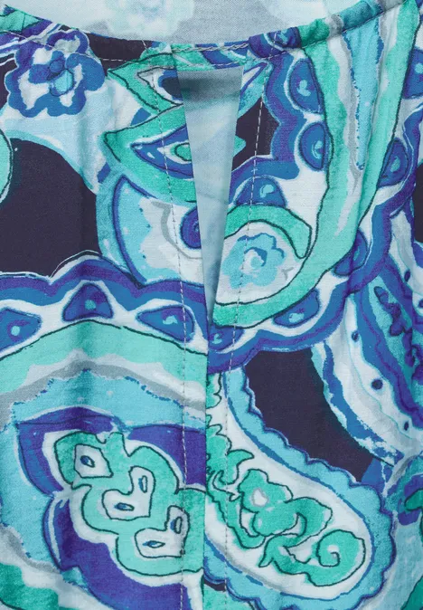 T-shirt van materiaalmix intense aqua