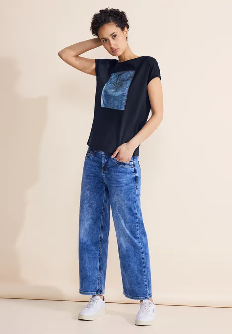 T-shirt avec écusson imprimé deep blue