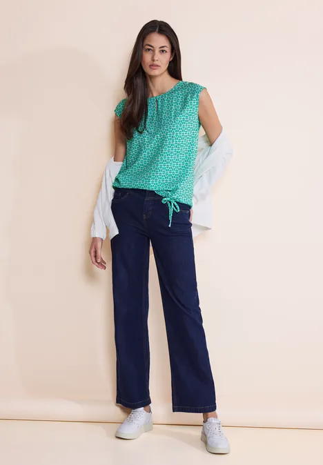 T-shirt dans un mélange de matières dull aqua