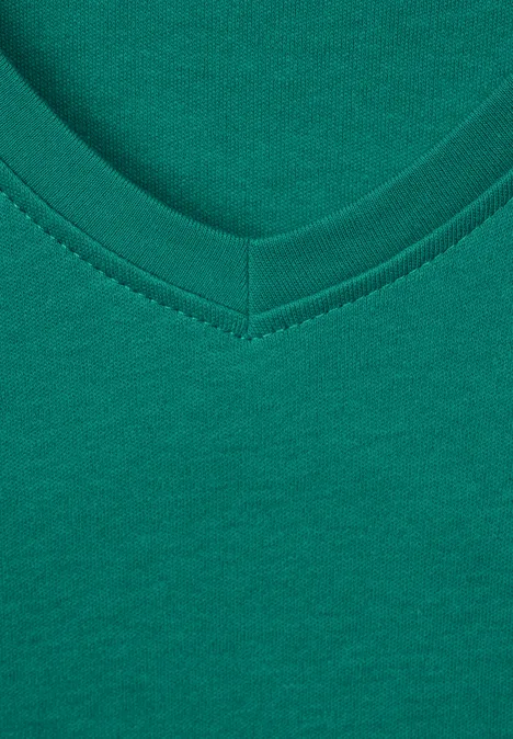 Basic V-Neck Shirt intense aqua