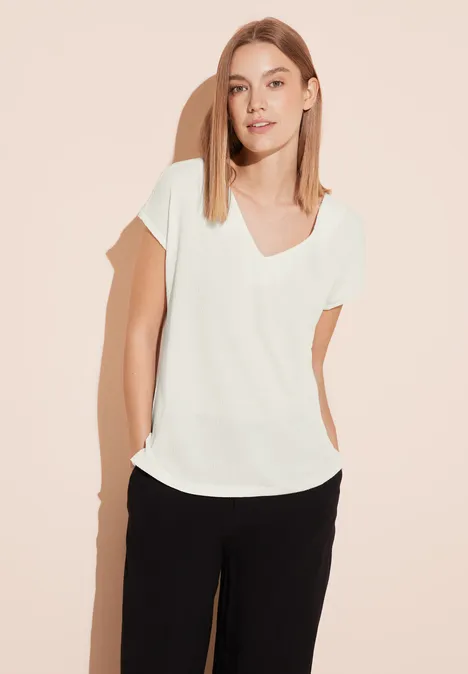 Materialmix T-Shirt off white