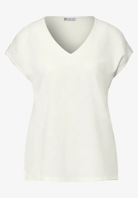 Materialmix T-Shirt off white