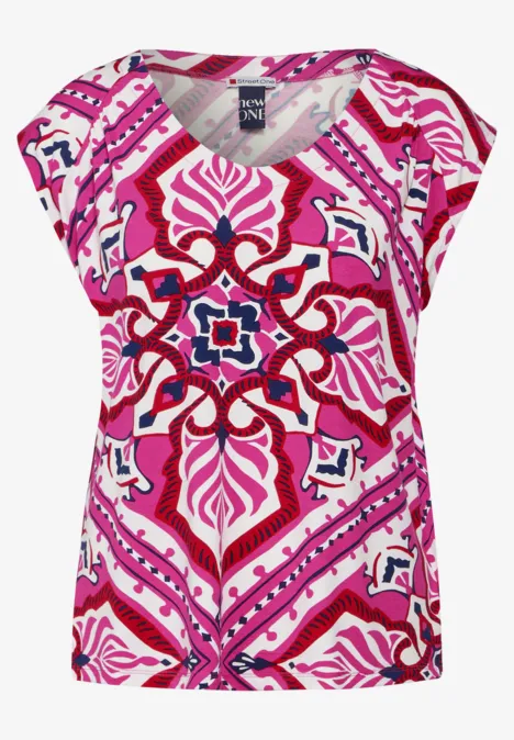 Jersey top met print magnolia pink