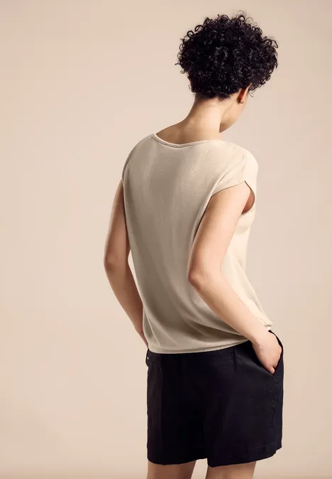 Shirt in knitwear-look light smooth sand