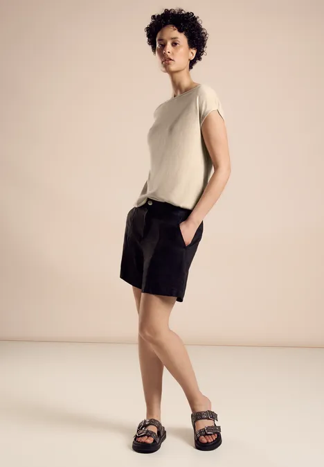 Shirt in knitwear-look light smooth sand