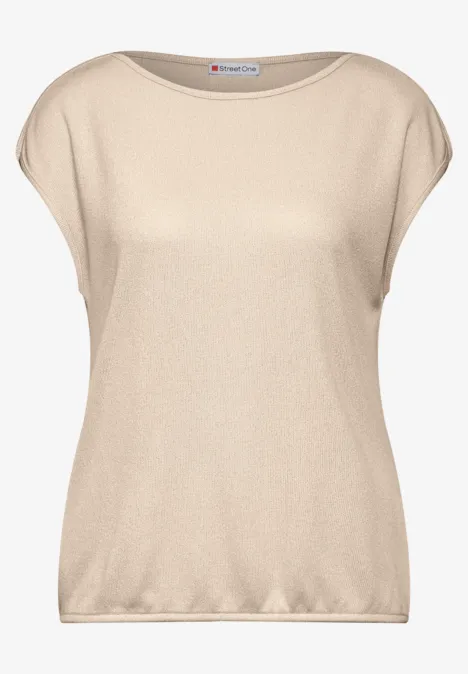 Shirt in knitwear-look light smooth sand