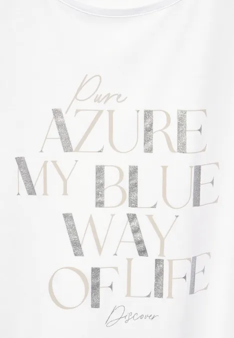 T-Shirt mit Glitzerwording White T-Shirt mit Glitzerwording White